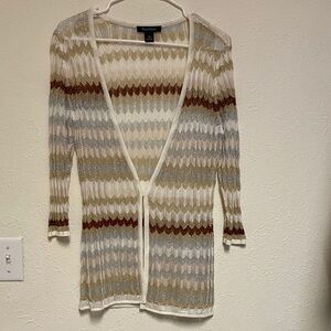 White House Black Market Striped Women's Sweater - Cream, Brown, Gray